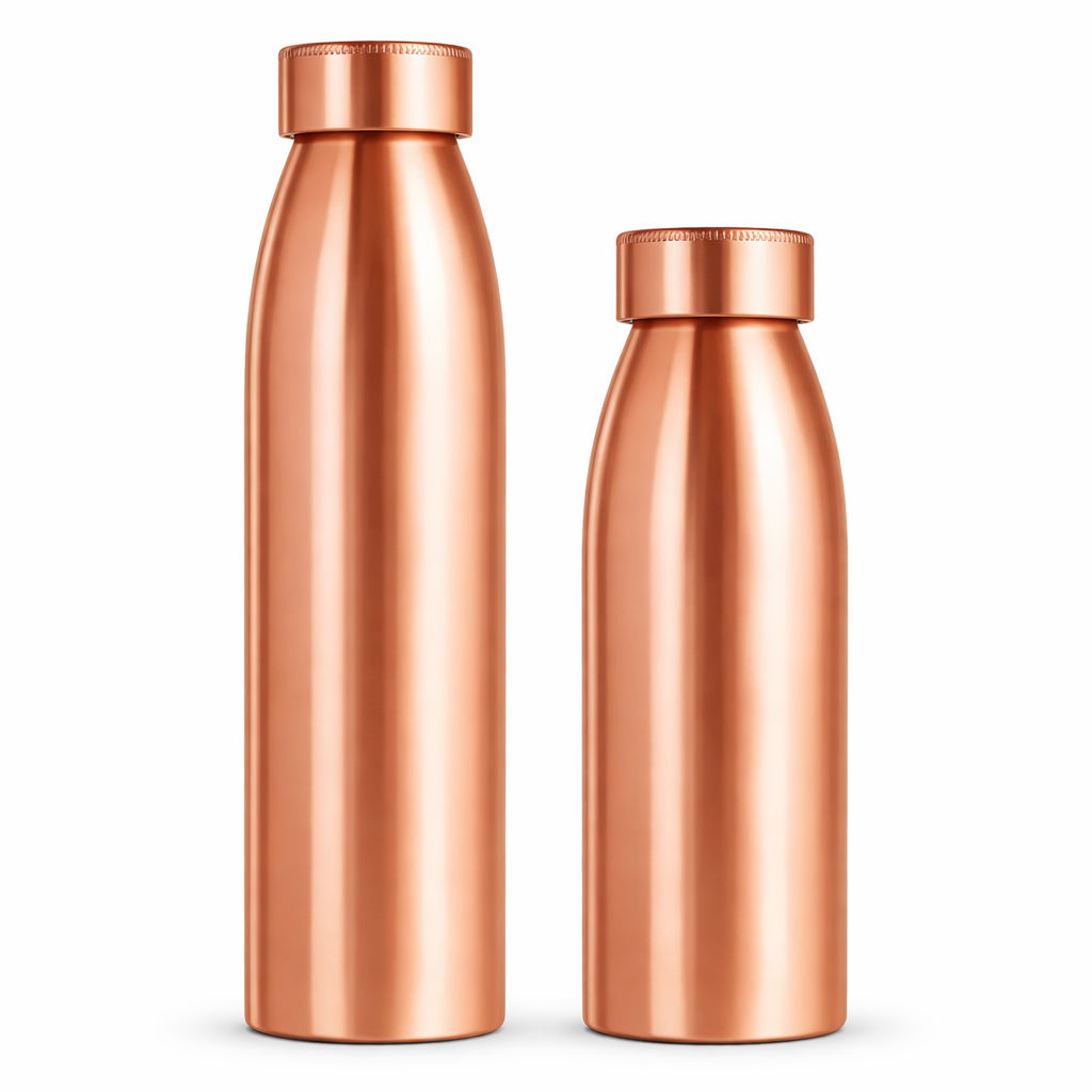 Pure copper water bottle with plain matte finish design - 700 ML 108